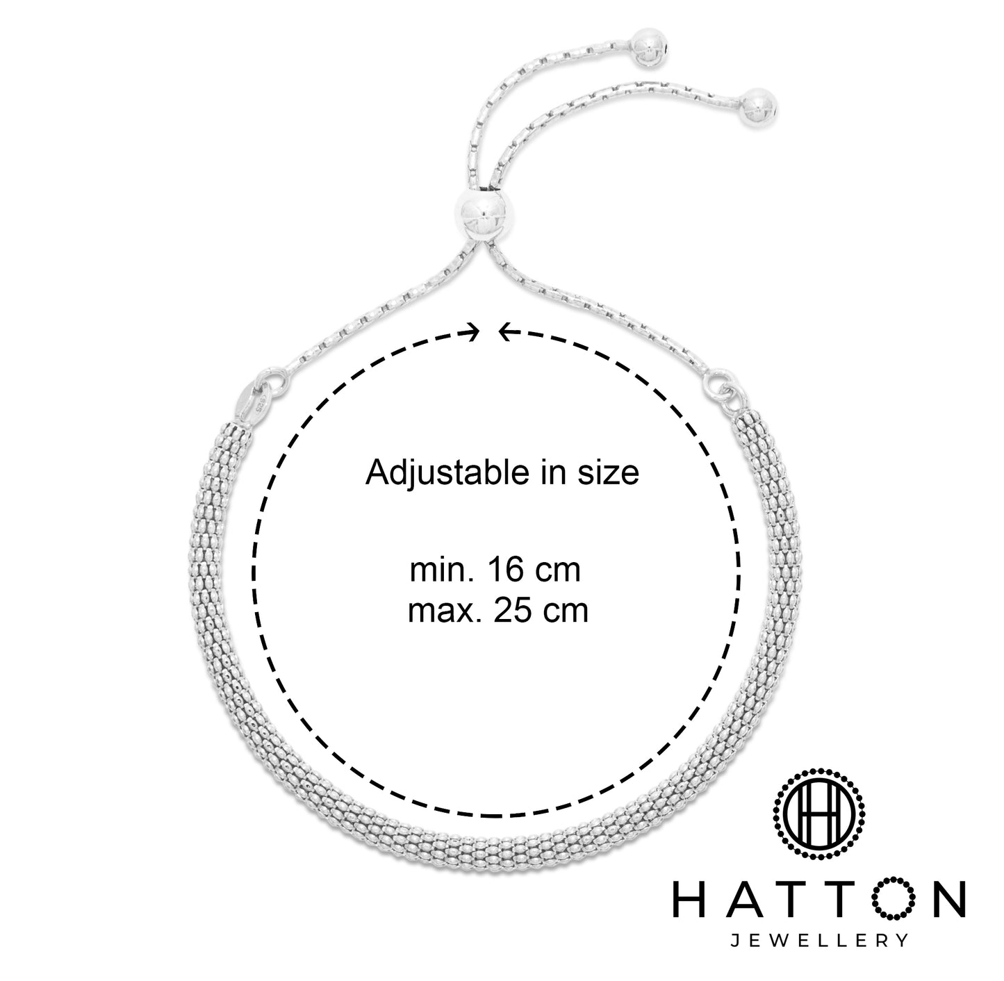 LOUISE - Popcorn adjustable bracelet in Silver