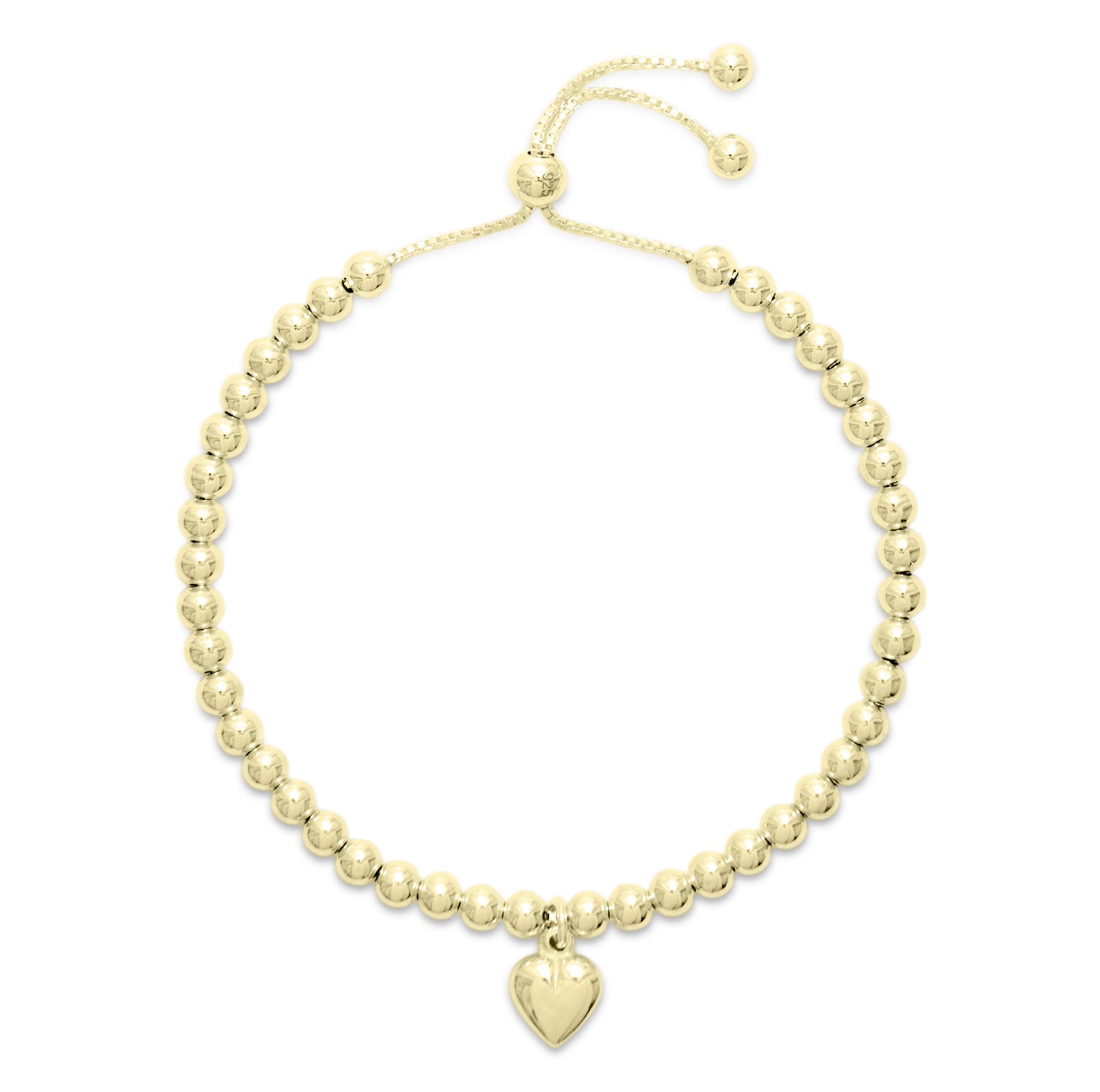 LILY - Heart Charm, adjustable bracelet in Gold