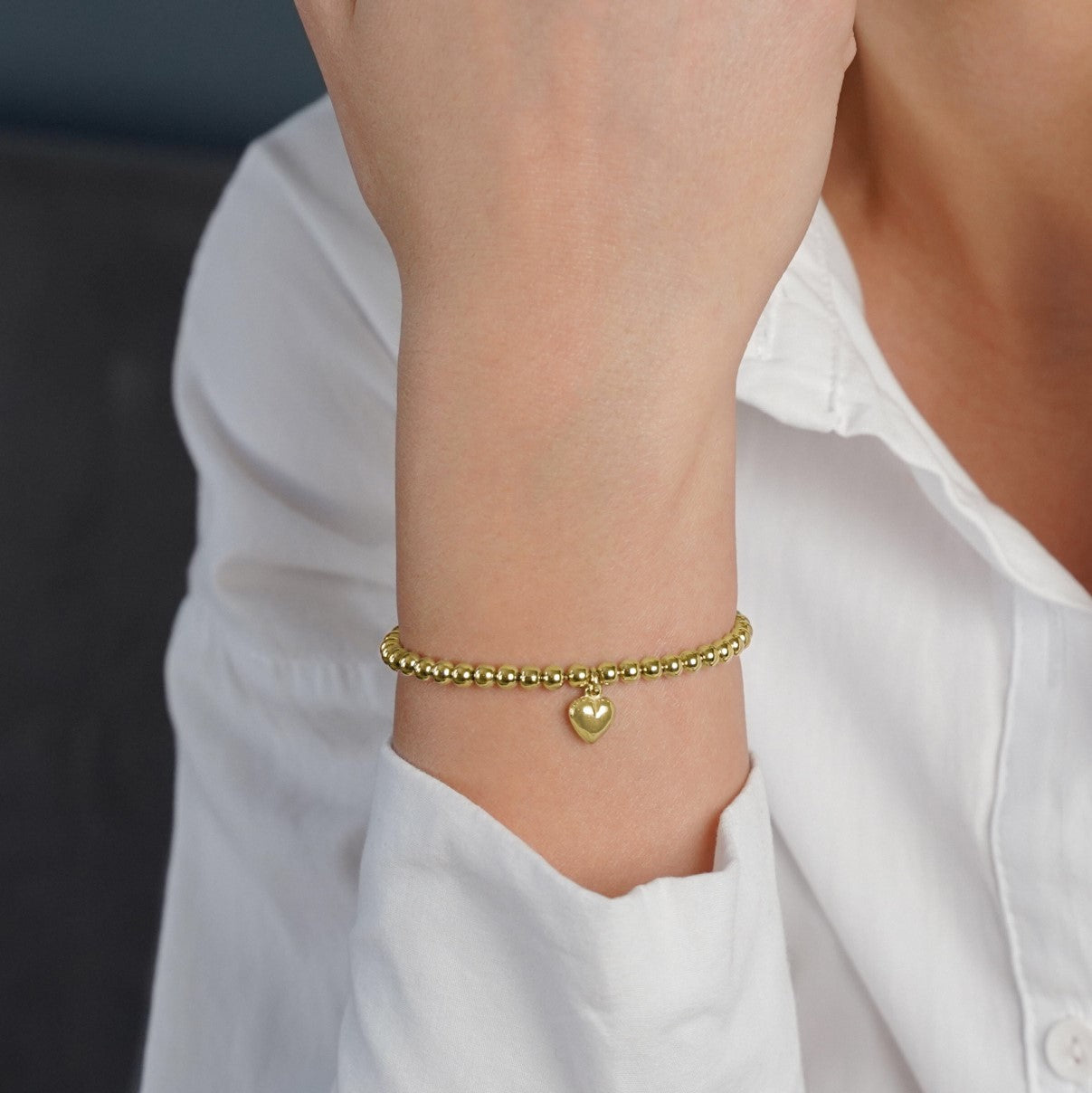 LILY - Heart Charm, adjustable bracelet in Gold