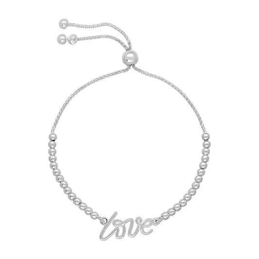LYNNE - Love Charm, adjustable silver bracelet