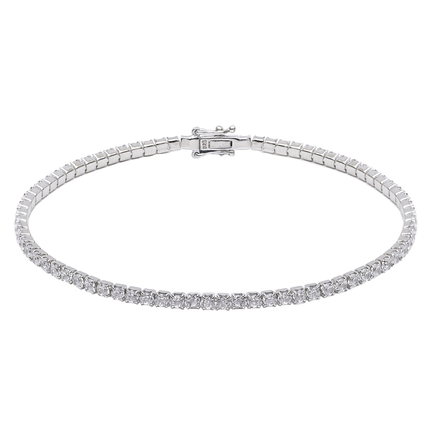 ELLIE - Tennis Bracelet, Silver, 2mm Round Cubic Zirconia