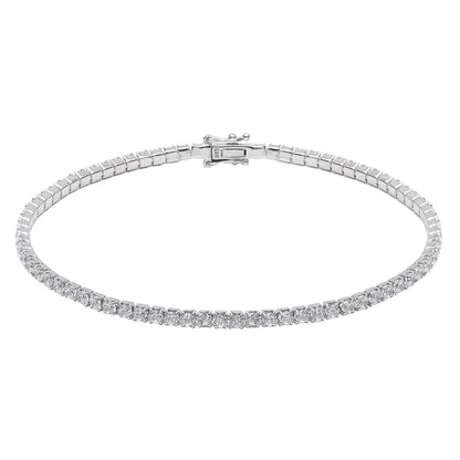 ELLIE - Tennis Bracelet, Silver, 2mm Round Cubic Zirconia