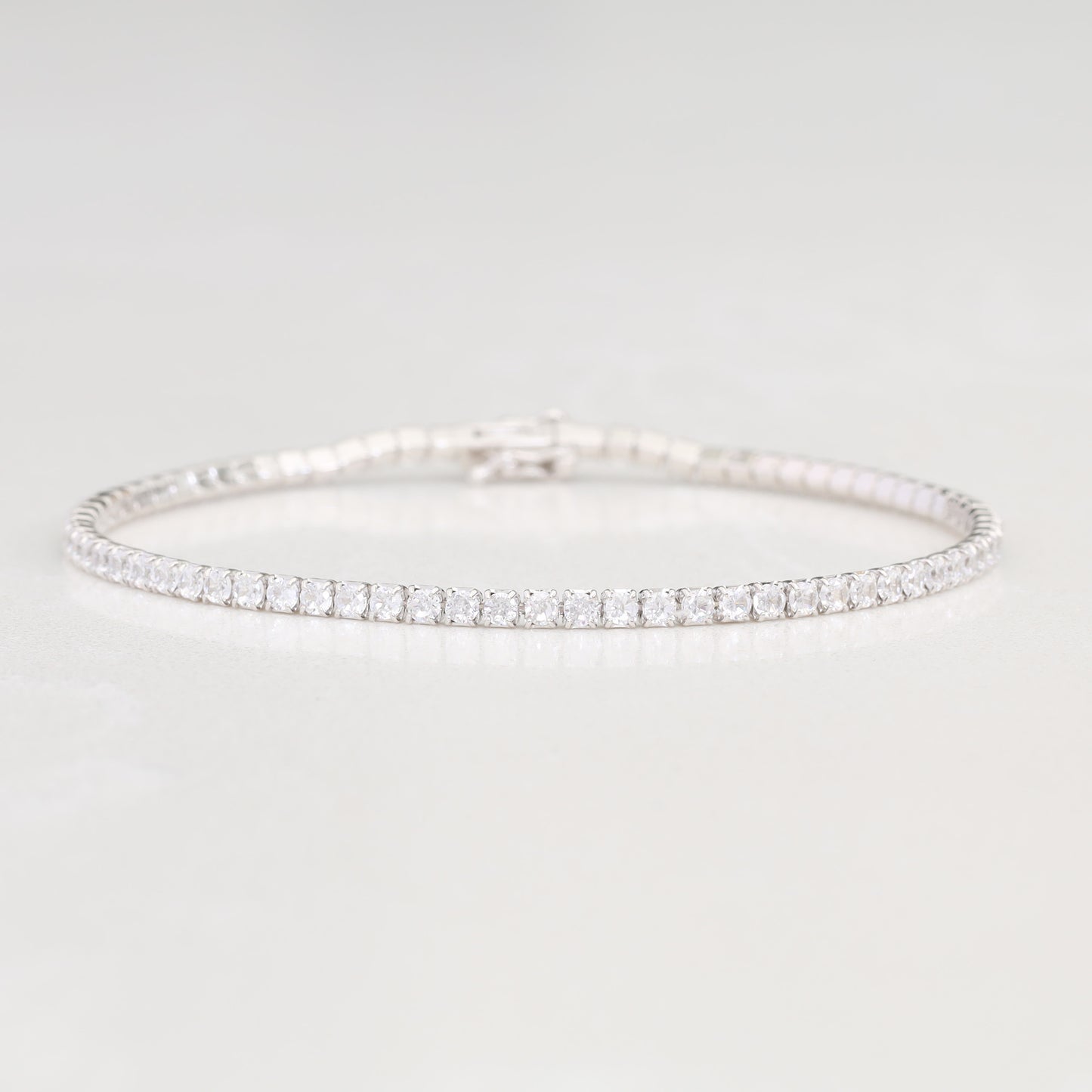 ELLIE - Tennis Bracelet, Silver, 2mm Round Cubic Zirconia