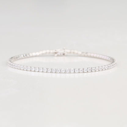 ELLIE - Tennis Bracelet, Silver, 2mm Round Cubic Zirconia