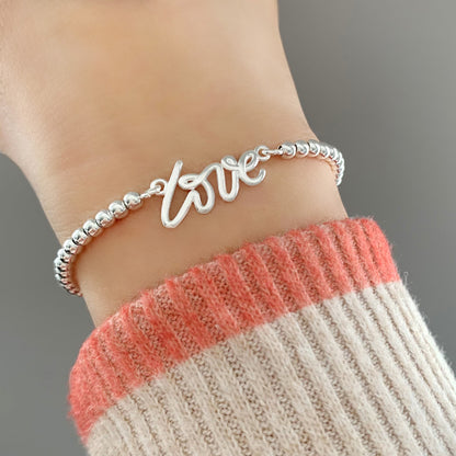 LYNNE - Love Charm, adjustable silver bracelet