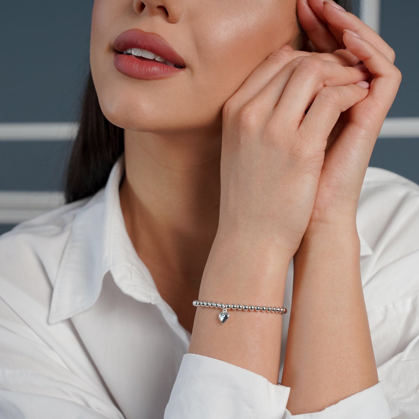LILY - Heart Charm adjustable bracelet in Silver